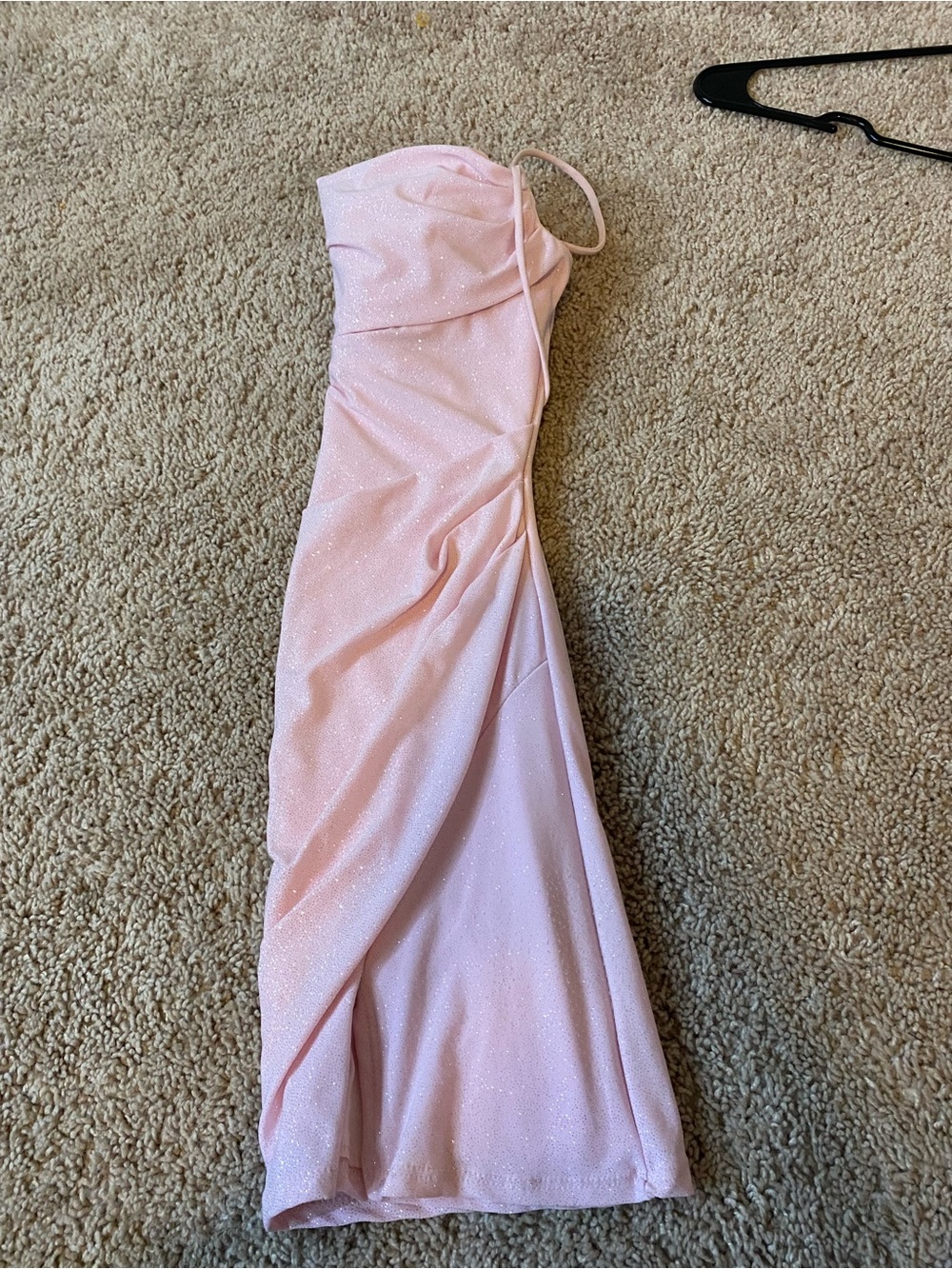 Strapless Light Pink Sparkle hoco Dress